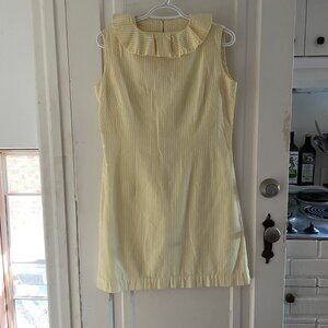 1960s Vintage Yellow Cotton Summer Mini Dress